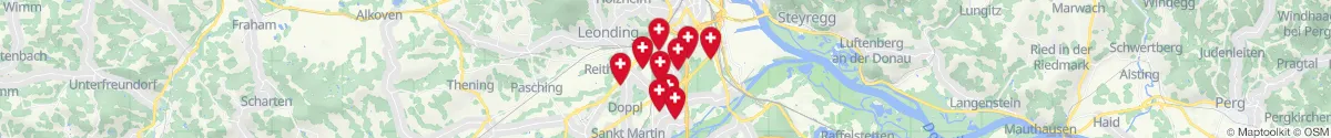 Kartenansicht für Apotheken-Notdienste in der Nähe von Bindermichl-Keferfeld (Linz  (Stadt), Oberösterreich)